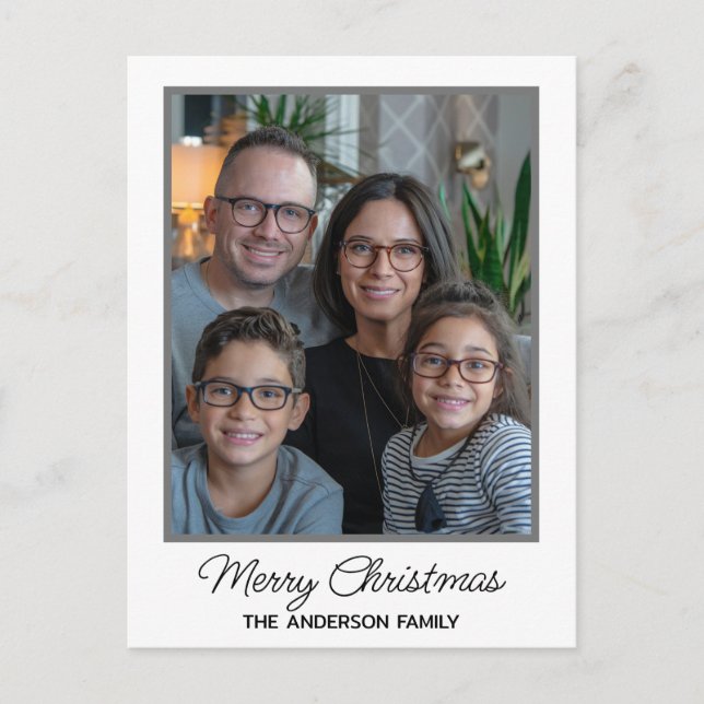 Modern Family Christmas Custom Photo Personalized Postcard (Front)