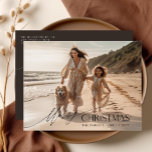 Modern Family Christmas Holiday Photo Postcard<br><div class="desc">Introducing our "Modern Family Christmas With Pet Dog Beach Holiday Postcard" – the perfect way to celebrate the holiday season with a touch of coastal charm. These family Christmas postcards combine the warmth of family greetings with the beauty of a tropical beach setting. Featuring your family and your beloved pet...</div>