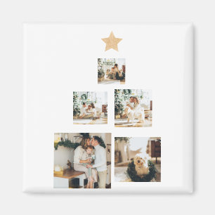 Modern Family Christmas Tree Photo With Star Magnet