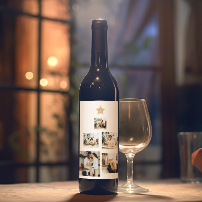 Modern Family Christmas Tree Photo With Star Wine Label (Creator Uploaded)