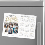Modern Family Collage Photo Christmas Calendar<br><div class="desc">This charming Christmas Calendar features a modern farmhouse design with a cozy and personal touch. The front showcases a beautiful grid of your family photos, capturing special moments from the past year. The "Merry Christmas" greeting is written in a playful, handwritten font in a warm gold colour, adding a touch...</div>