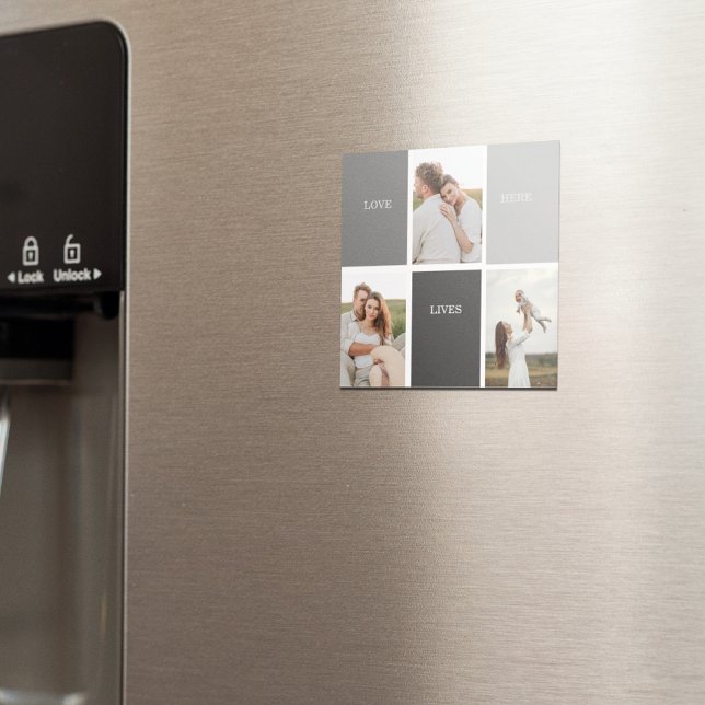 Modern Family Collage Photo & Grey Lovely Gift Magnet (Creator Uploaded)