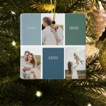 Modern Family Collage Photo | Love Live Here  Ceramic Ornament<br><div class="desc">Introducing the "Modern Family Collage Photo | Love Live Here" gift—a beautiful and personalized keepsake that celebrates the love and warmth of your family. This unique collage photo is a perfect addition to your home decor, capturing cherished moments and memories that define your family's unique journey.The "Love Live Here" inscription...</div>