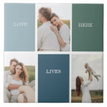 Modern Family Collage Photo | Love Live Here  Tile<br><div class="desc">Introducing the "Modern Family Collage Photo | Love Live Here" gift—a beautiful and personalized keepsake that celebrates the love and warmth of your family. This unique collage photo is a perfect addition to your home decor, capturing cherished moments and memories that define your family's unique journey.The "Love Live Here" inscription...</div>