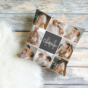 Modern Family Collage Photo & Personalized Gift Outdoor Pillow