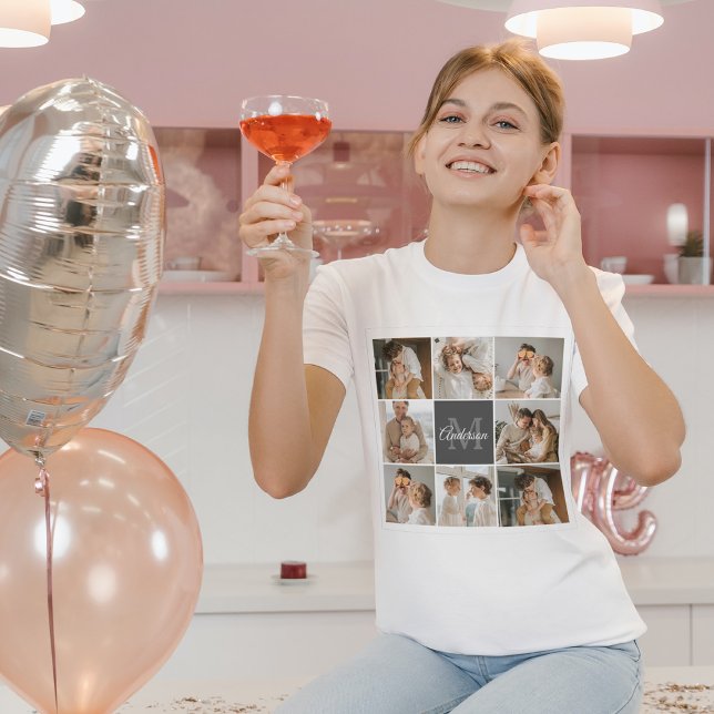 Modern Family Collage Photo & Personalized Gift T-Shirt (Creator Uploaded)