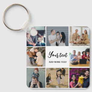 Modern family collage simple personalized keychain