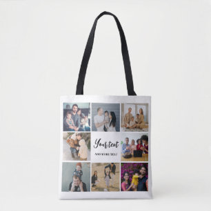 Modern family collage simple personalized tote bag