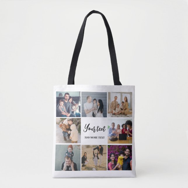 Modern family collage simple personalized tote bag (Front)