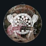 Modern Family Custom Name Wedding Photo Dartboard<br><div class="desc">The Modern Family Custom Name Wedding Photo Dart Board combines entertainment with personal flair, featuring a contemporary design that highlights a photo of your choice alongside the couple's name and wedding date. This customized dartboard makes a fantastic centerpiece for wedding festivities or a unique keepsake to celebrate the special day....</div>