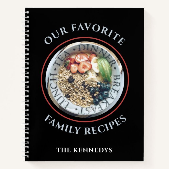 Modern Family Favourite Recipes Cookbook Black Notebook (Front)