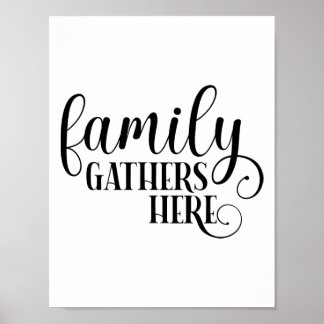 Modern family gathers here quote typography poster