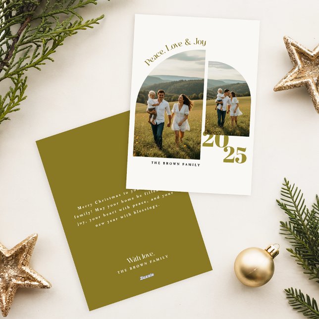  Modern Family Geometric Arch Photo Christmas Holiday Card (Creator Uploaded)
