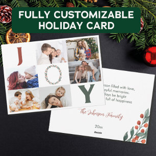 Modern Family JOY Christmas Custom Photo Collage Holiday Card