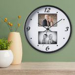 Modern Family Keepsake 2 Photo Collage  Clock<br><div class="desc">Create your modern family keepsake 2 photo collage clock. Personalize with 2 of your favourite family photos and make your own personalized wall clock for your home or a gift.</div>