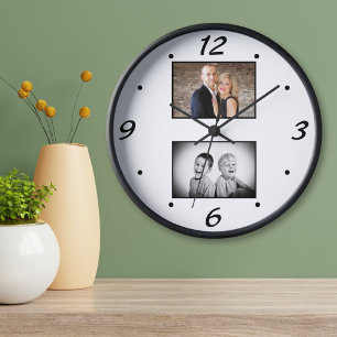 Modern Family Keepsake 2 Photo Collage Clock