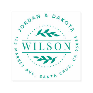 Modern Family Last Name Botanical Return Address Self-inking Stamp