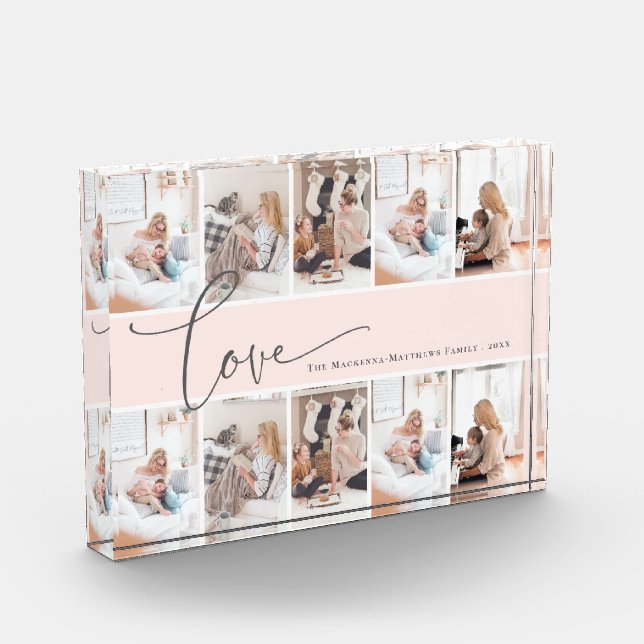 Modern Family Love Script Custom Photo Collage Block (Left)