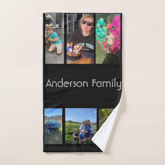 modern family memory collage photo  hand towel (Hand Towel)