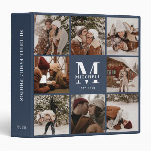 Modern Family Monogram Photo Album Navy Blue Binder