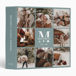 Modern Family Monogram Photo Album Sage Green Binder