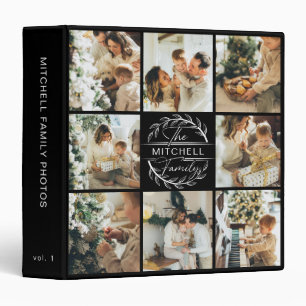 Modern Family Monogram Photo Collage Album Black 3 Binder