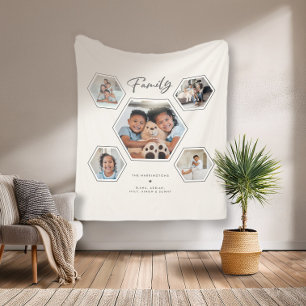 Modern Family Multi Photo Collage Gallery Fleece Blanket