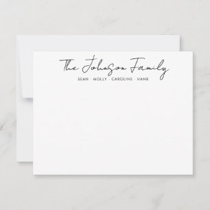 Modern Family Name Black Script Font Calligraphy Card