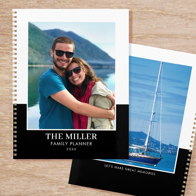 Modern Family Name Custom 2 Photo Black & White Planner (Creator Uploaded)