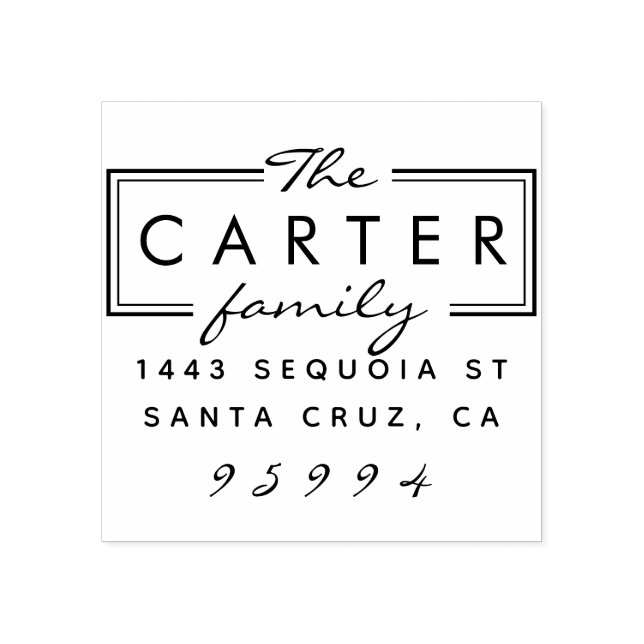 Modern Family Name Elegant Script Return Address Rubber Stamp (Imprint)