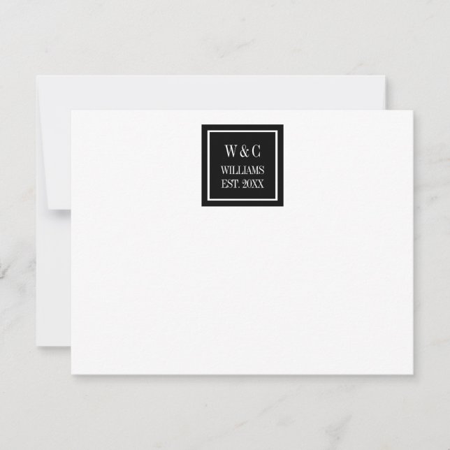 Modern Family Name Monogram Black And White Card (Front)