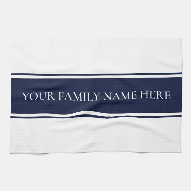 Modern Family Navy White Kitchen Kitchen Towel (Horizontal)