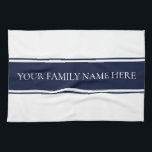 Modern Family Navy White Kitchen Towel<br><div class="desc">Modern Family Navy White Kitchen Hand Towel designed by, Life on Memory Lane. Shown in white with navy. Personalize it with your own text (all colours and fonts may also be customized by you using the tools provided within Zazzle's customize it menu. Excellent for your home or business. Visit our...</div>