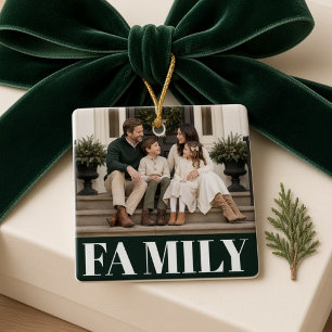 Modern Family Personalized Photo Christmas Ceramic Ornament