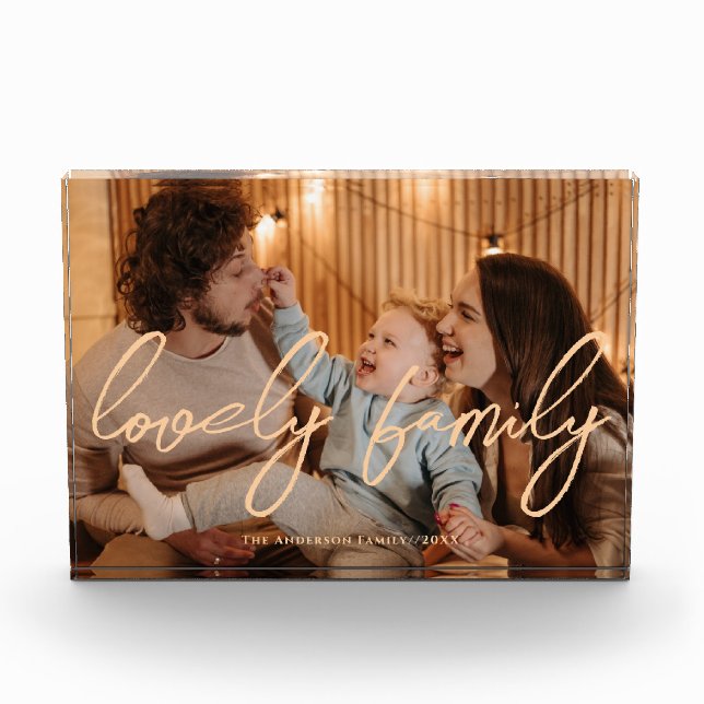 Modern Family Personalized Script Photo Block (Front)