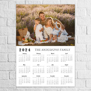 Modern family photo 2024 calendar poster