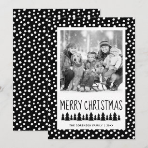 Modern Family Photo Black White Dots Holiday Card
