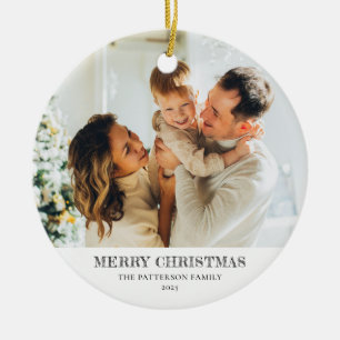 Modern Family Photo Christmas Ceramic Ornament