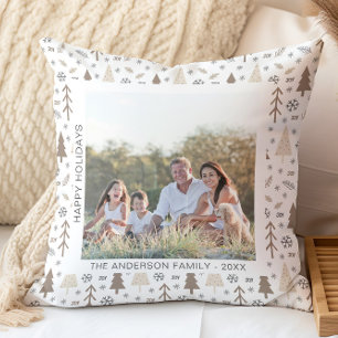 Modern Family Photo Christmas Throw Pillow