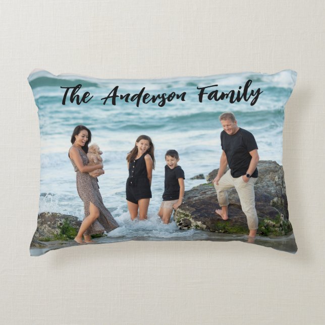 Modern Family Photo Collage Accent Pillow (Front)