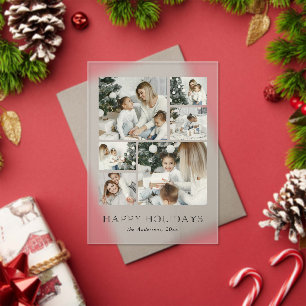 Modern Family Photo Collage Christmas Holiday Card Acrylic Invitations