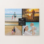 Modern Family Photo Collage Jigsaw Puzzle<br><div class="desc">A family photo collage puzzle which enables you to upload 4 pictures and a square for you to customize the text.</div>