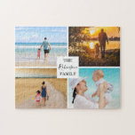 Modern Family Photo Collage Jigsaw Puzzle<br><div class="desc">A family photo collage puzzle which enables you to upload 4 pictures and a square for you to customize the text.</div>