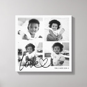 Modern Family Photo Collage Love Script Canvas Print