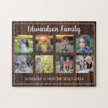 Modern family photo collage monogrammed 8 photos jigsaw puzzle<br><div class="desc">Family photo collage of 8 photos monogrammed jigsaw puzzle.
You can personalize it and add your most beautiful photos and name and text. Great fun !</div>