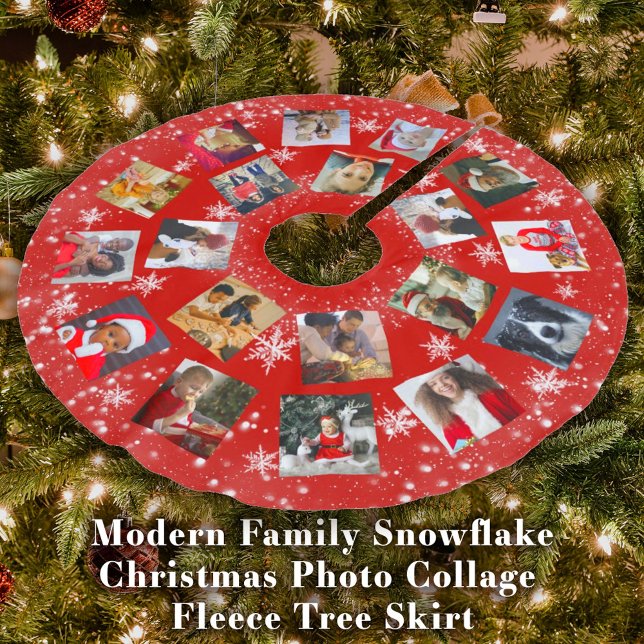 Modern Family Photo Collage Snowflake Christmas Br Brushed Polyester Tree Skirt (Modern Family Snowflake
Photo Collage Christmas Brushed Polyester Tree Skirt)