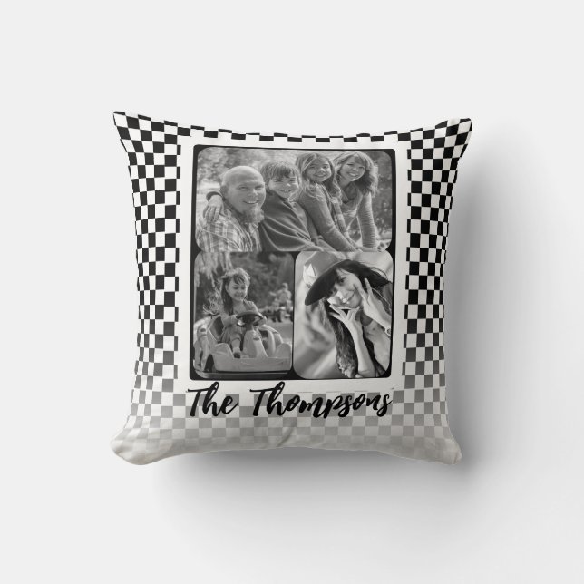 Modern Family Photo Collage Throw Pillow (Front)
