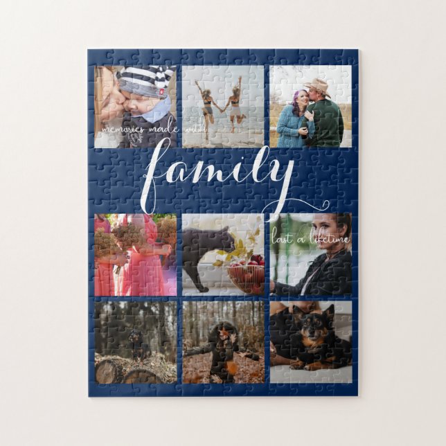 Modern Family Photo Collage Typography Keepsake Jigsaw Puzzle (Vertical)
