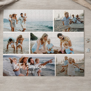 Modern Family Photo Gallery Collage Personalized Jigsaw Puzzle