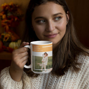 Modern Family Photo& Happy Thanksgiving Day Gift Coffee Mug